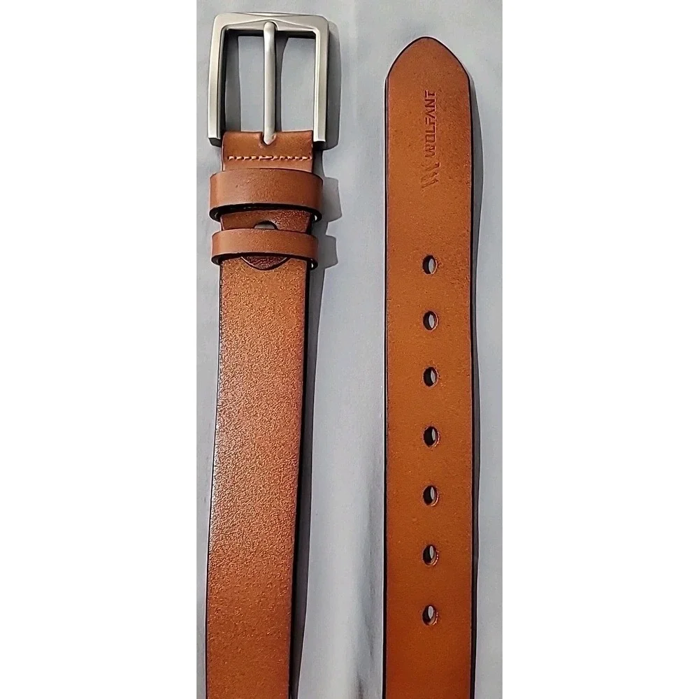 Wolfant Full Grain Solid Italian Leather Belt - Tan - 30